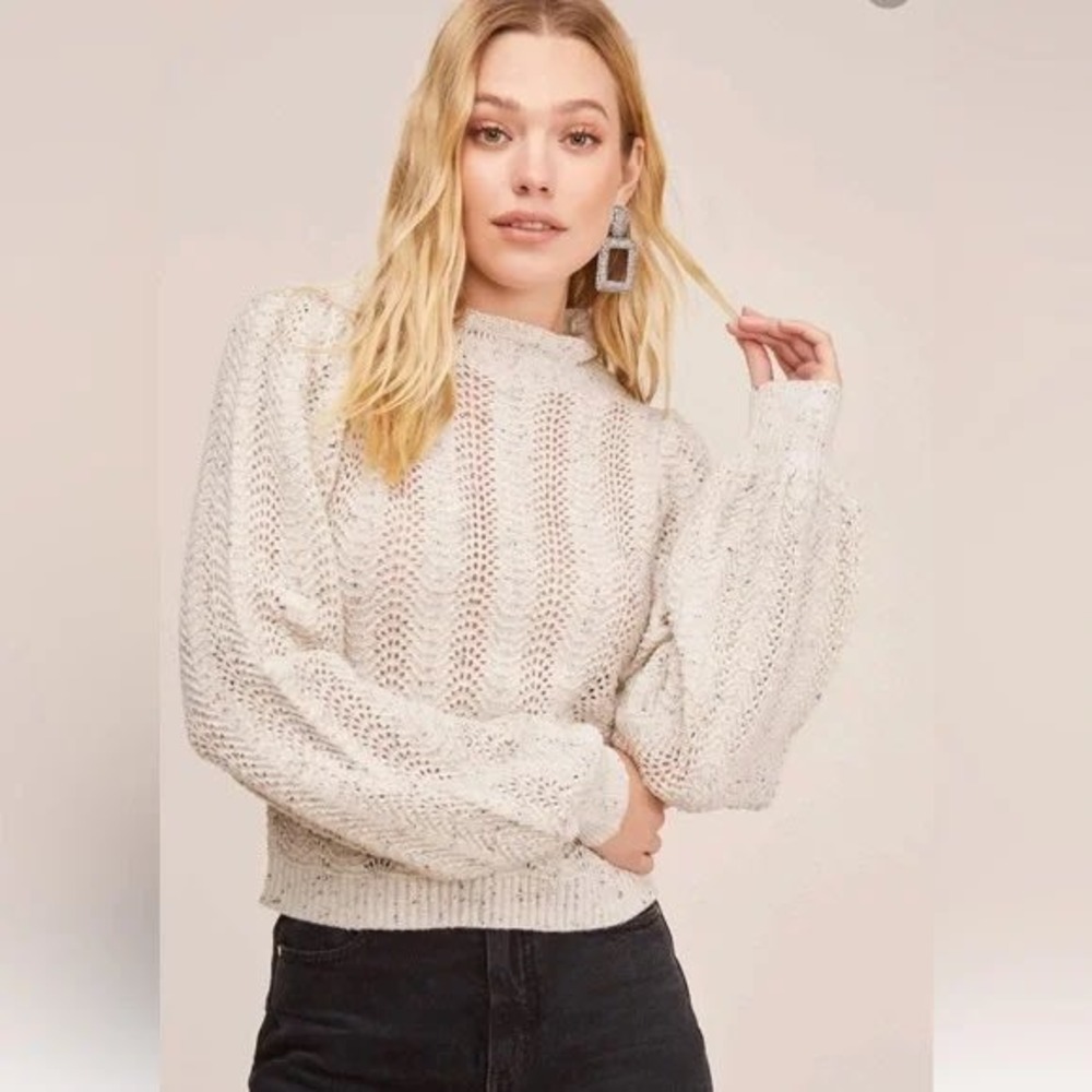 ASTR the Label Brynn Mock Neck Sweater‎ Wool Sweater Cream/Multi Women's S